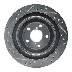 Subaru Impreza Brake Rotor (1) - Rear Right - R1 Concepts - Drilled & Slotted - Silver - `05-`09